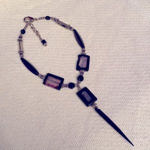 Handmade chevron amethyst, hematite, onyx necklace